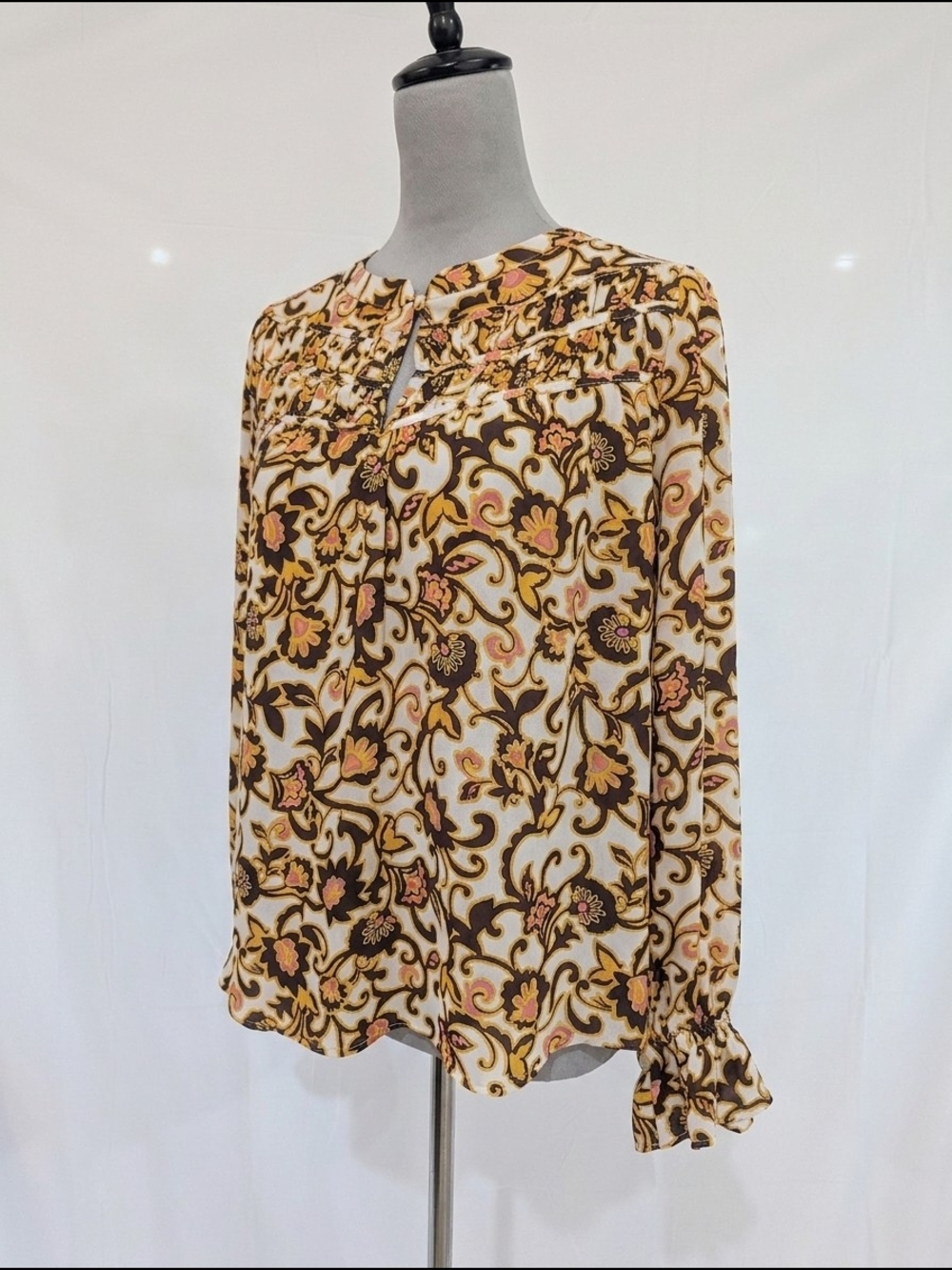 LOFT Floral Paisley‎ Long Sleeve Blouse Size Small